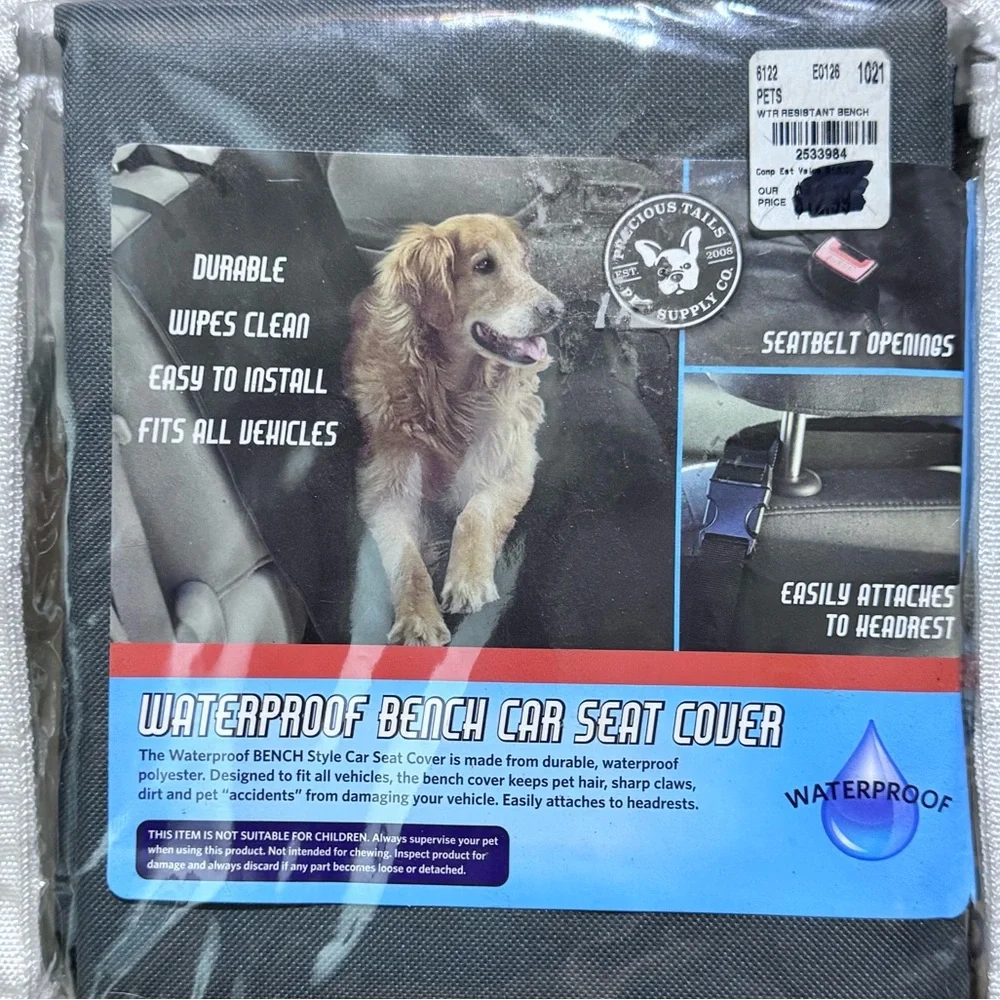 NWT Precious Tails Waterproof Bench Car Seat Cover‎